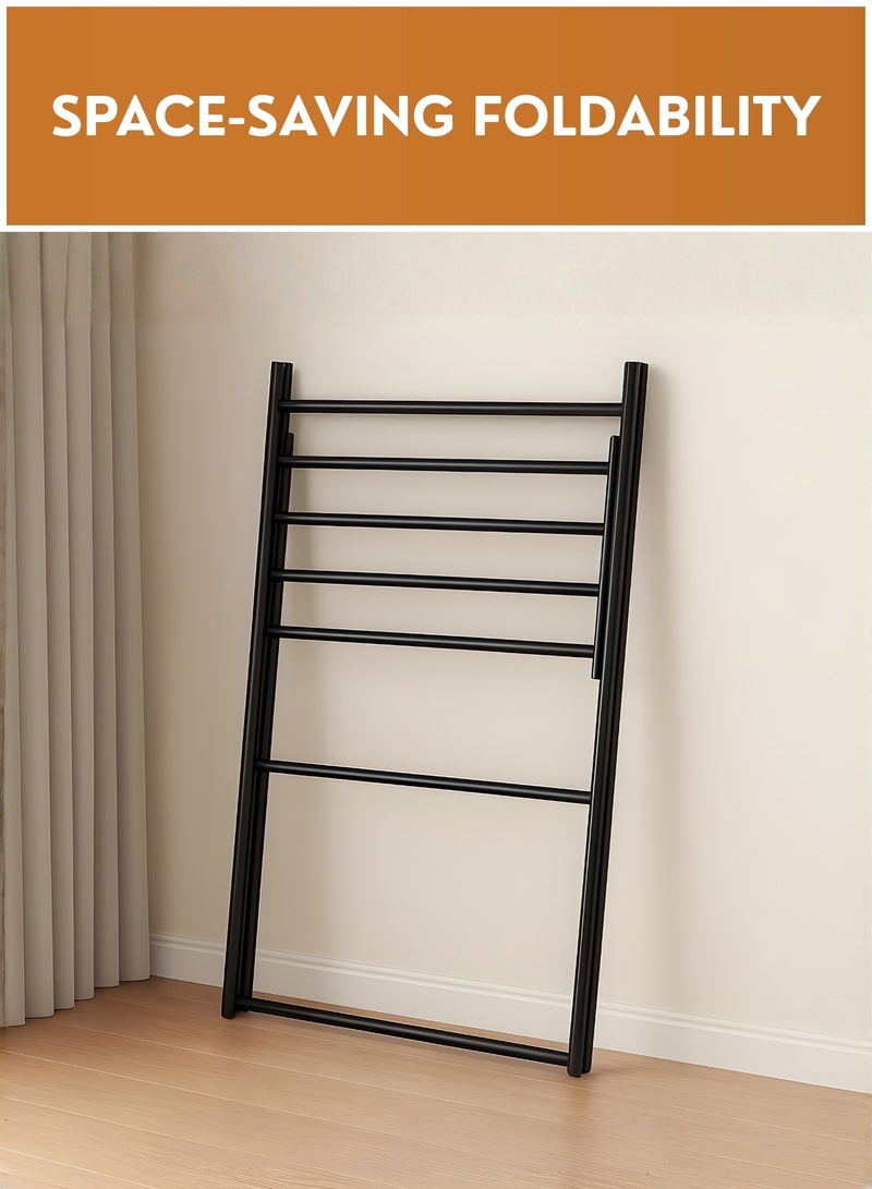 JUNI Foldable Clothes Drying Stand Heavy Duty Metal Garment Rack with Shoe Shelf, Portable Clothing Rack Stand for Bedroom & Laundry, Space-Saving, Clothes Hanger Stand Drying Rack - Image 3